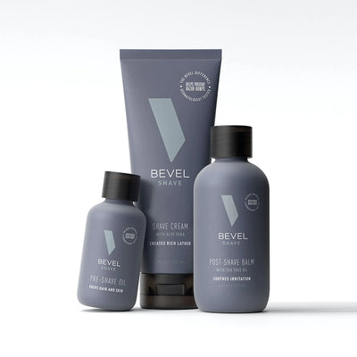 Bevel Shaving Kit for Men - Includes Pre Shave Oil Shaving Cream and After Shave Balm Helps Reduce Skin Irritation and Prevent Razor Bumps