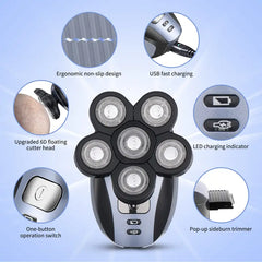 Upgraded 5-in-1 Cordless Electric Head Shaver Kit
